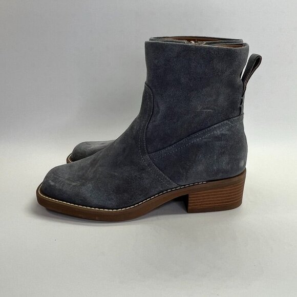 Lucky Brand Women's Kazey Square Toe Bootie in Gray Suede Block Heel - Picture 3 of 16